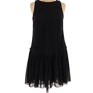 Loft A-Line Black Eyelet Dress